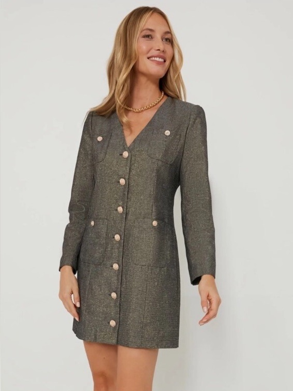 Tuckernuck Pomander Place Coventry Metallic Tweed Keira Blazer Dress Size XS